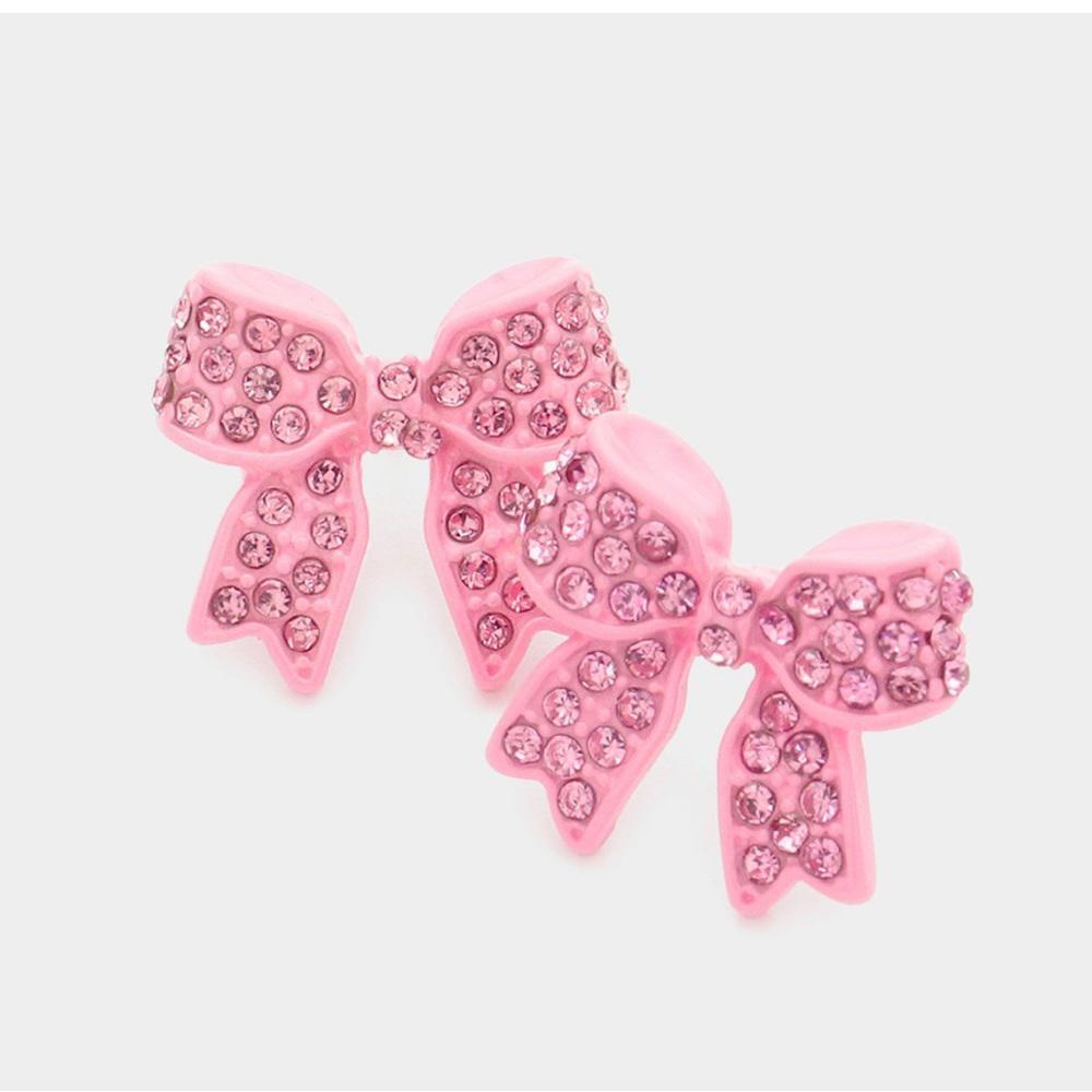 Barbie‎ pink bow earrings
